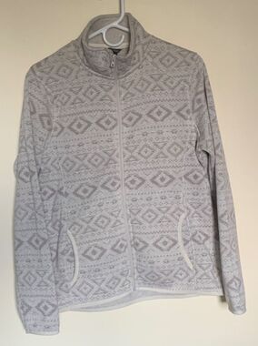 Eddie Bauer Sweater Womens L Full Zip Fleece Aztec Pattern Outdoors Jacket NWOT